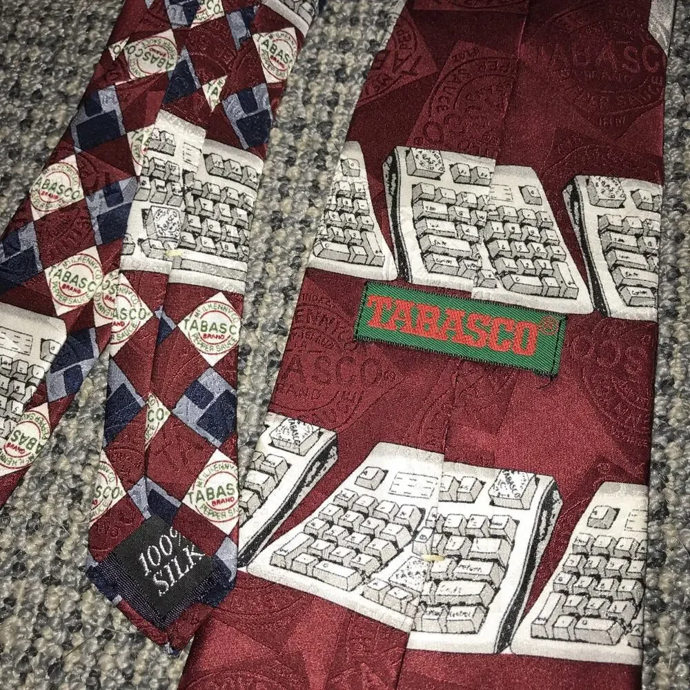 Tabasco Brand Tie “Home Computer” Multicolored‎ EUC